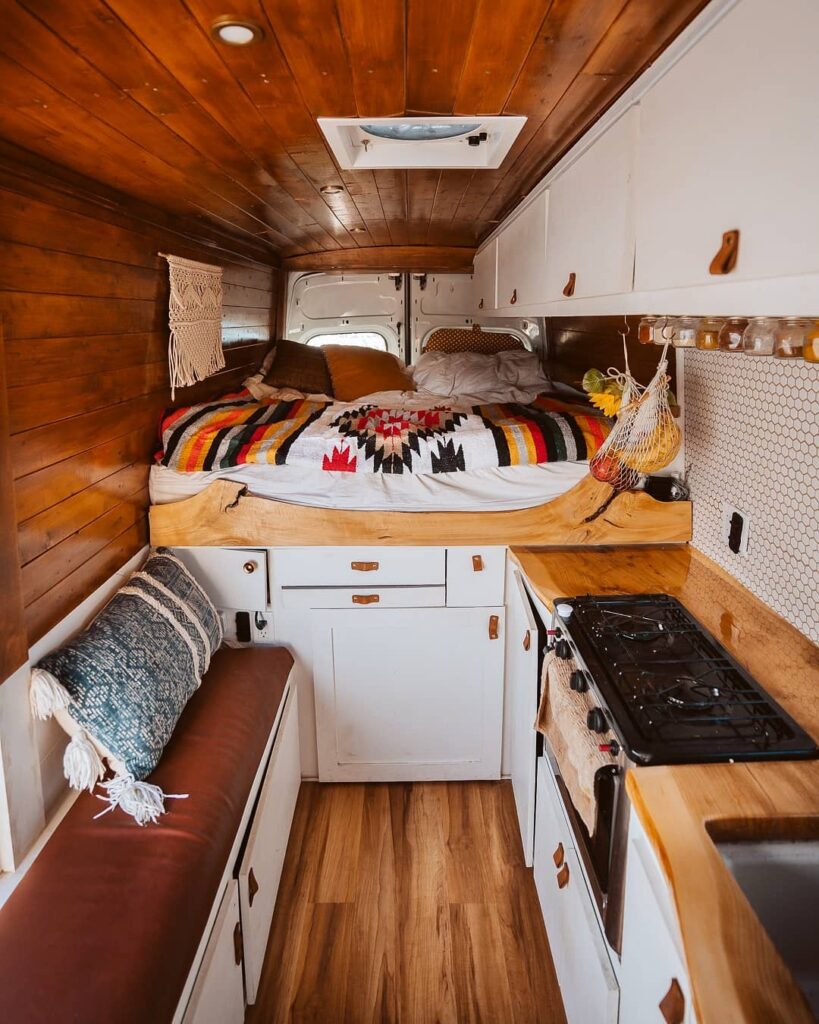 Nikki’s Cosy Log Cabin Inspired Ford Transit 250 Van Conversion the van conversion guide e-book
