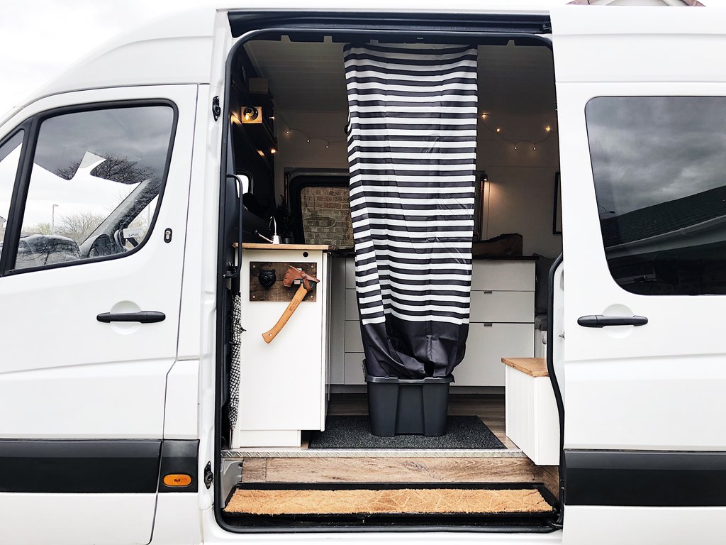 Jacqui’s Modern-Apartment-Like Mercedes Sprinter Van Conversion the van conversion guide ebook