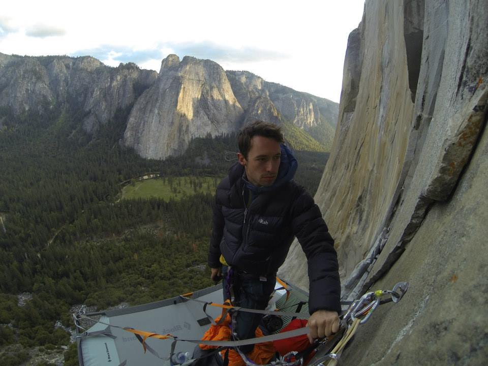 The author doing something he loves up a mountain (solo on NA Wall Yosemite)